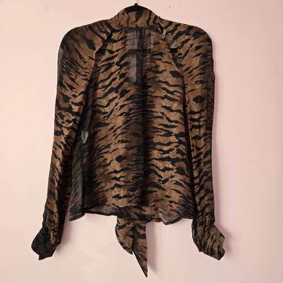 Diab'less Vintage Tiger Print Sheer Blouse size 2. Made in France - Picture 2 of 11